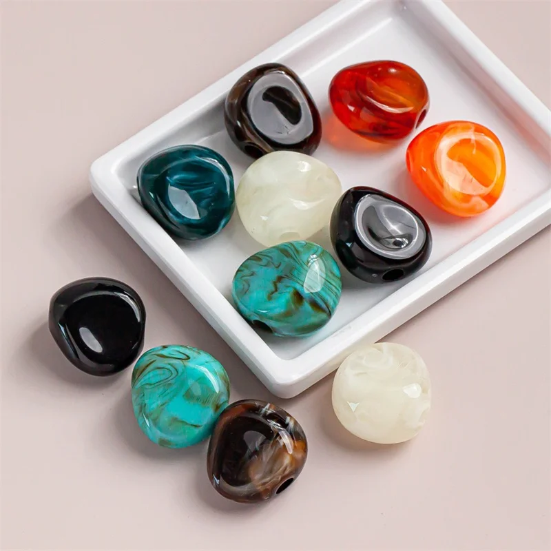 

Wholesale 50pcs/lot color print geometry Irregular straight hole beads diy jewelry garment pendant accessory