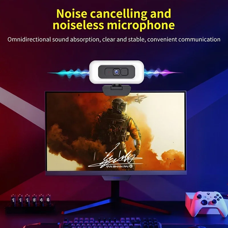 كاميرا ويب VIVO 4K 2K كاميرا صغيرة كاملة الوضوح كاميرا ويب للكمبيوتر المحمول التركيز التلقائي كاميرا ويب بث مرن مع ميكروفون ضوء البث المباشر #4