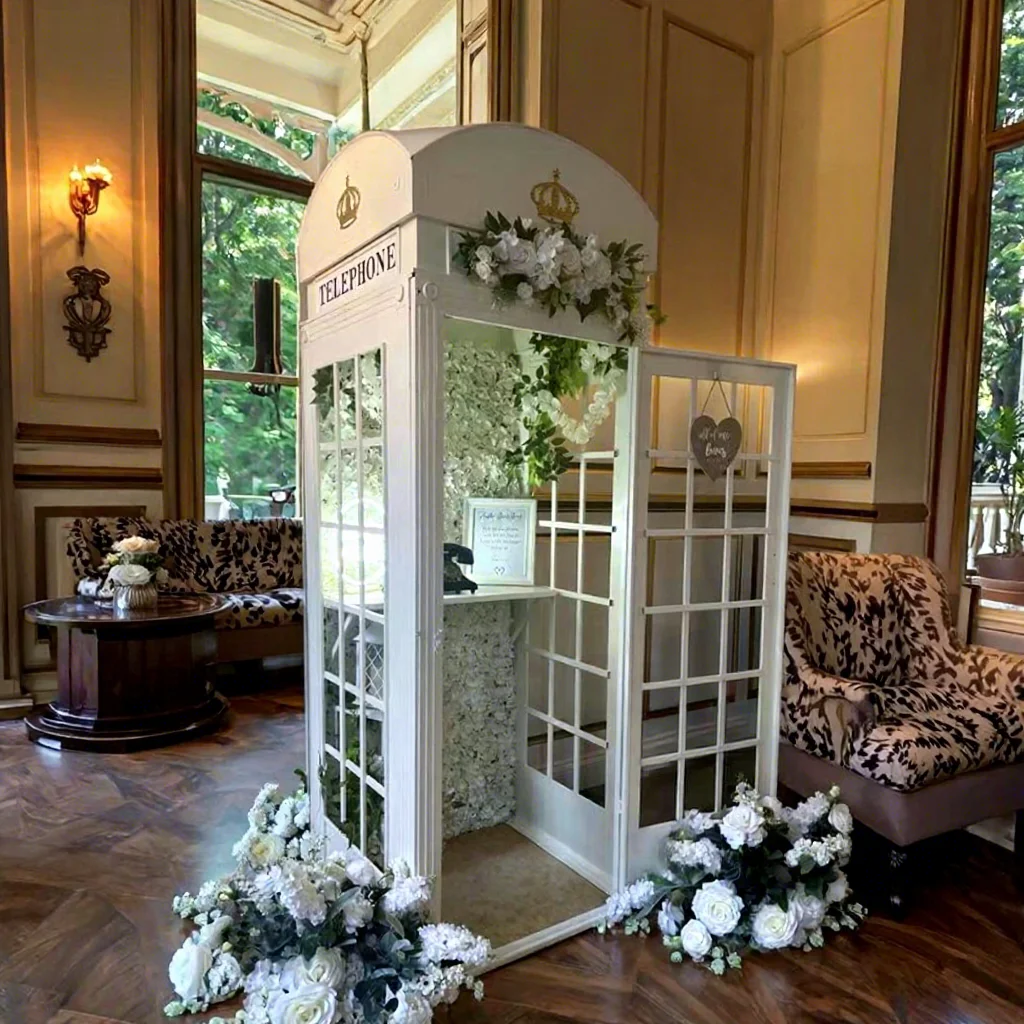 Wedding Photo Booth Flowers Wedding Events Backdrop White Telephone Booth For Wedding