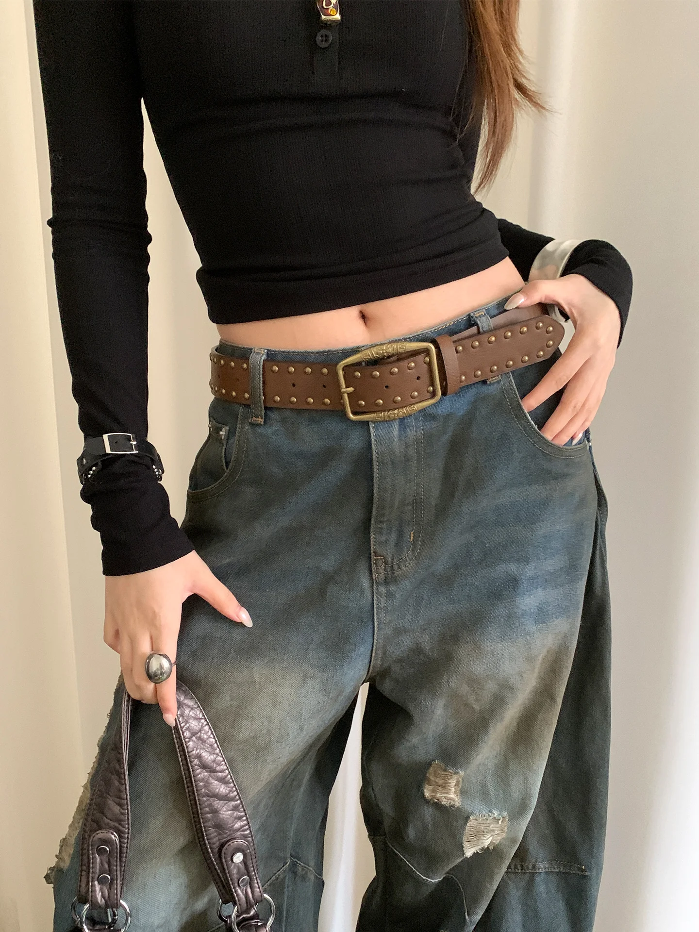 Retro Embossed Waist Belt With A Distressed Ethnic Style Perfect For Summer New Style With A Y2K Vibe