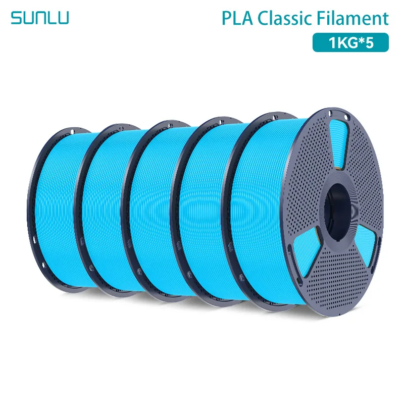 SUNLU Hoge snelheid PLA Classic, matte textuur, 5 kg 1 kg/rol 1,75 mm toleranties +/-0,02 mm filament, niet-wirren, 600 mm/s hoge taaiheid