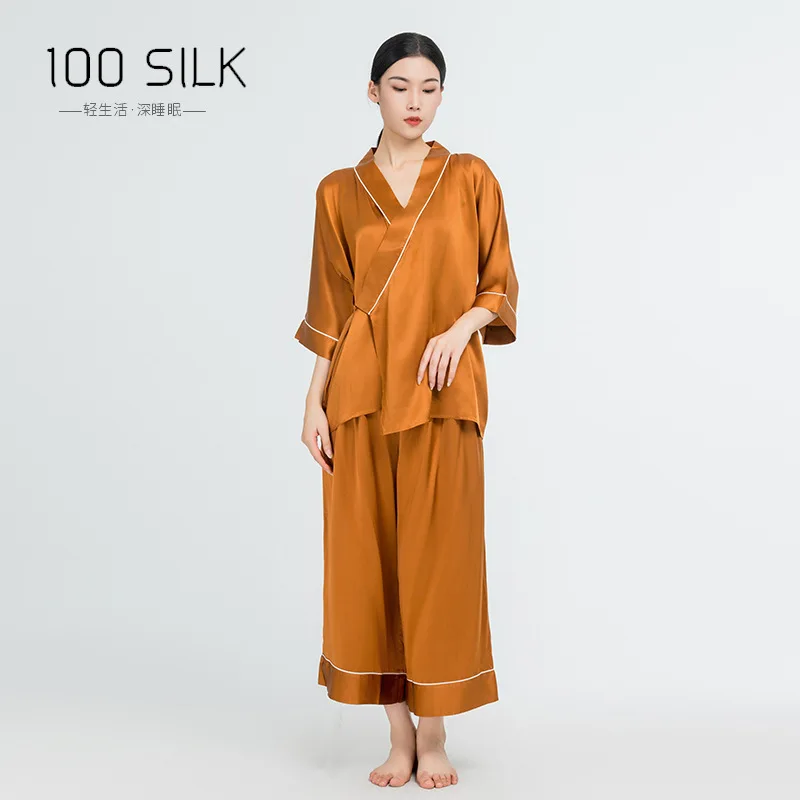 

Silk Homewear Suit New Chinese Style Placket 19momme Women's Pajamas Fashion Comfort and Casual