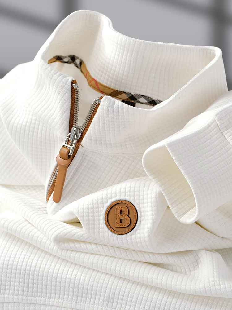 

Теплый кожаный свитшот на молнии для мужчин, деловой повседневный стиль, осень-зима, новая модная модель, приталенный крой, с длинным рукавом