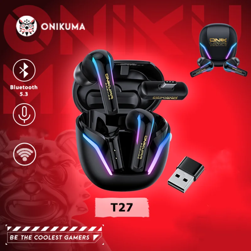 

ONIKUMA T27 Bluetooth 5.3 Вкладыши 3, игровые режимы Соединения для беспроводного подключения Для использования в компьютере