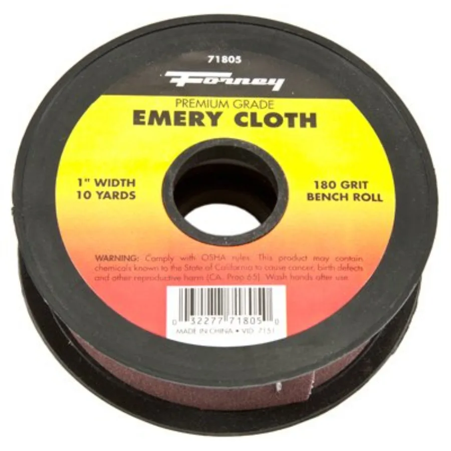 

Рулон наждачной ткани Forney Emery Cloth, 1 x 10 ярдов, зернистость 180, для шлифовки дерева и металла, для гладкой обработки