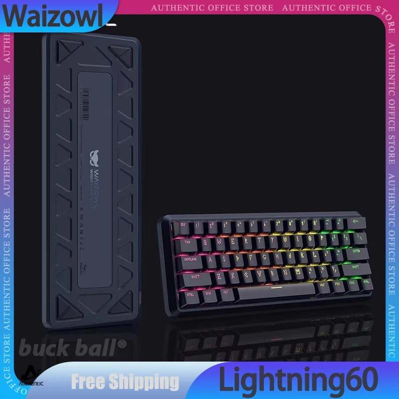 Waizowl Lightning60 Magnetic Switch Mechanical Keyboard Wired Hot-Swap Keyboards Gasket RGB Office Custom Gaming Keyboards Gifts