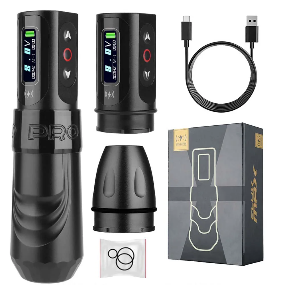 

T-Rex wireless tattoo pen machine gun, 2 1800 mAh tattoo batteries, color screen smart display, rotating coreless tattoo motor