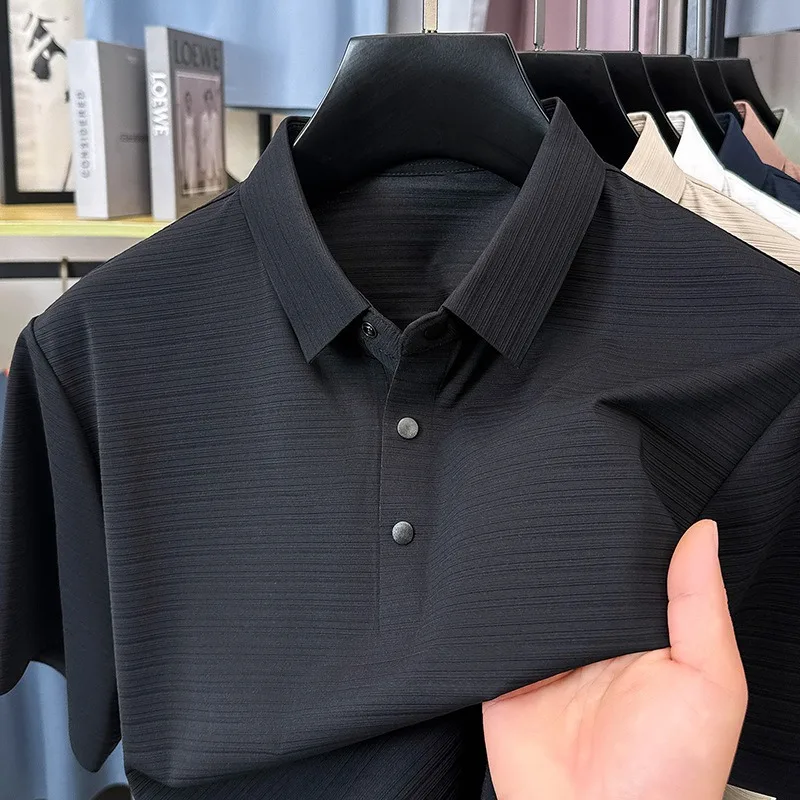 Customized Men's High End T-shirts Business Leisure Golf Polo Shirts Cool Feel Non Iron Anti-UV Luxury Quality Antibiosis Tshirt