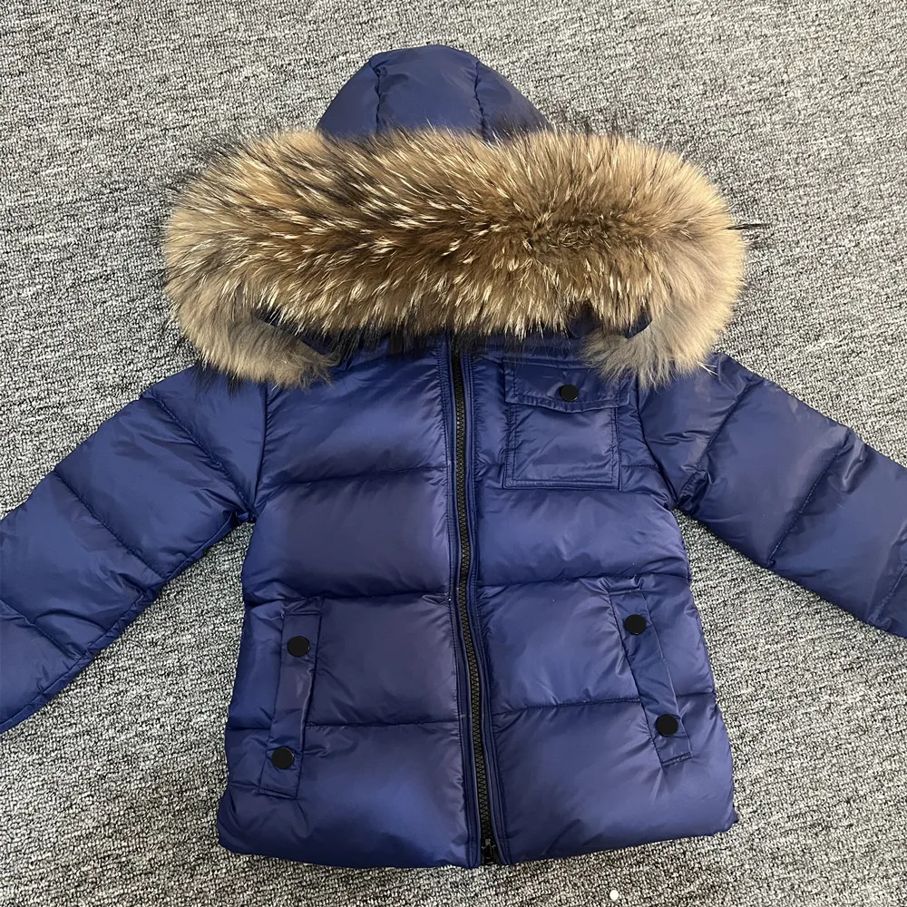 Fashion Girls Winter Down Coat Real Fur Collar Kids Warm Jacket For Baby Boys 1-13Years Outwear Children\'s Warm Snowsuit