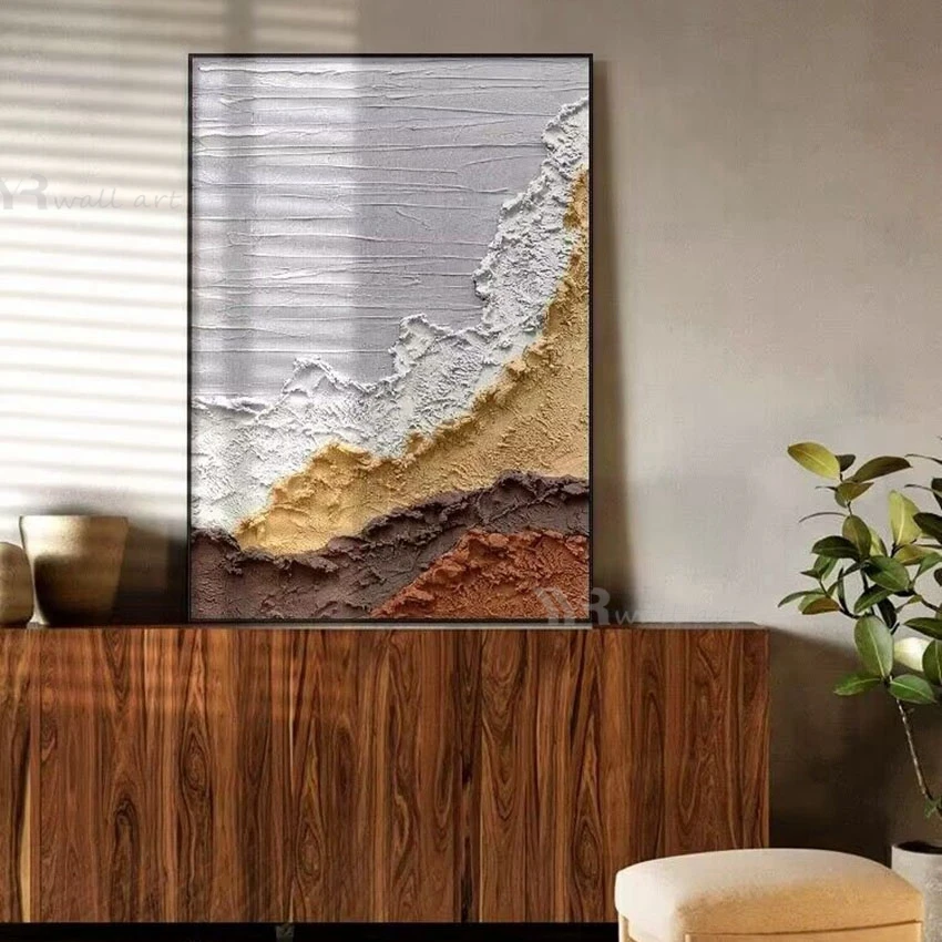 Nordic Modern Abstract Reefs Waves Beaches Pure Handmade Oil Painting Decoration Murals For Bedroom Dining Room Living Room Sofa