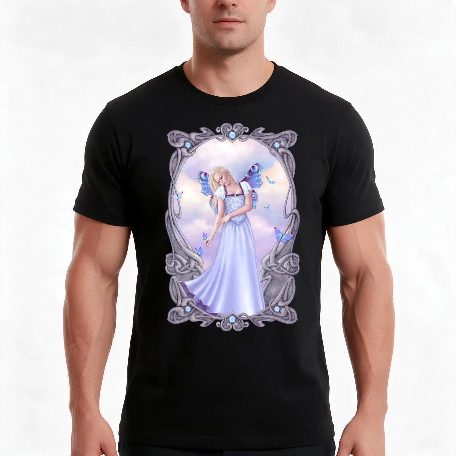 Opal Birthstone Fairy T-Shirt, Summer Casual Cotton Tee, Oversized Streetwear Tops, Vintage Graphic Print, Unisex Men Women