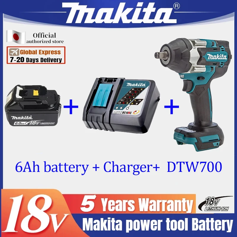 Makita-Clé dynamométrique électrique sans balais, clé à chocs sans fil, adaptée aux batteries D, 1800 N.M, 1/2 po, DTW700