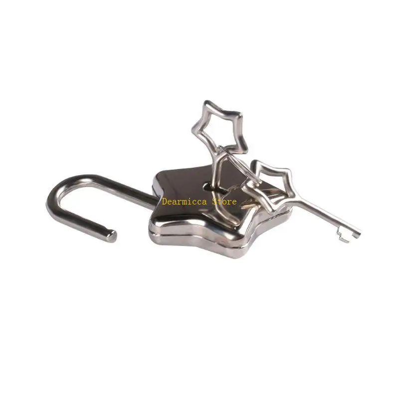 

P0UE Mini Star Archaize Padlocks With for Key Jewelry Box Decor Padlock for Girls Boy
