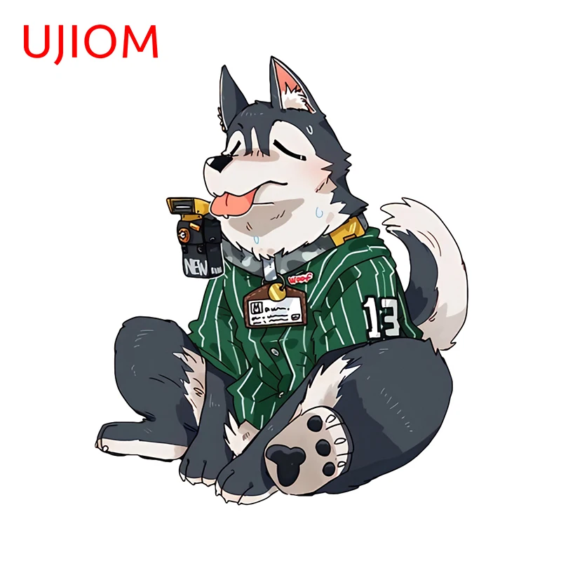 UJIOM 13cm X 10.8cm Cute Furry Dog Wall Sticker Creative Funny Room Wallpapers Decals Cartoon Window Door Chambre Accessoires