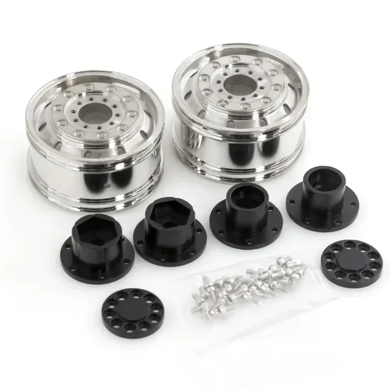 1/14 RC Rubber Tires High Grip Aluminum Alloy Wheels Rims Unpowered Hubs for Tamiya Truck Trailer,1/14 Scale Remote Control C