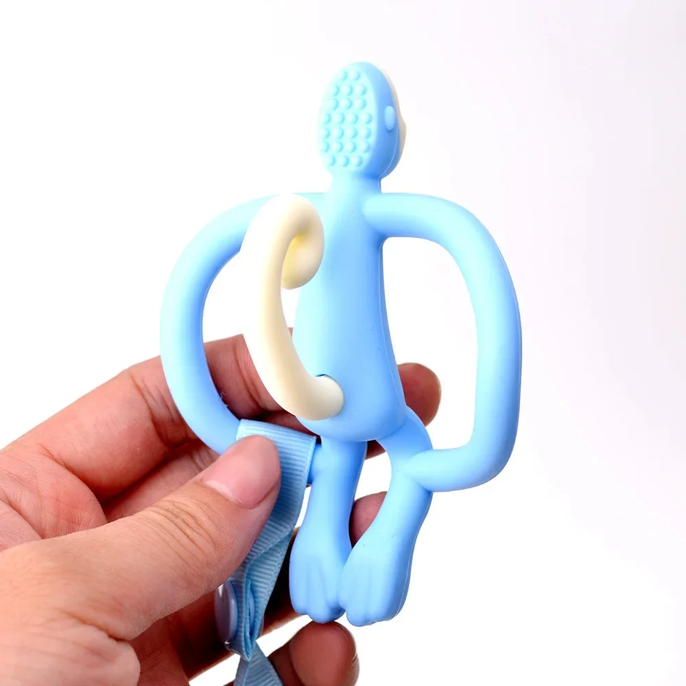 TeWindsor-Jouet en silicone souple pour enfants, singe de dessin animé mignon et drôle, molaire pour tout-petit, outil d'instituts, qualité alimentaire, bébé, 1 pièce