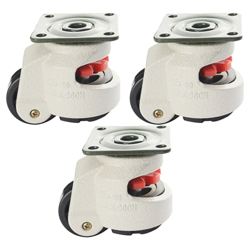 3X Rubber Foot 40F Foot Level Adjustment Equipment Cart Caster 60Kg Load Capacity Furniture Leveling Foma Wheel