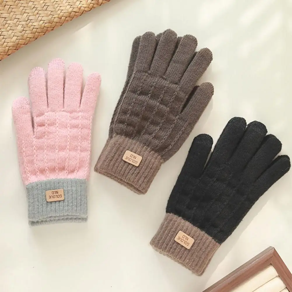 Knitted Gloves Heart warming Gift Plush Knitted Women Winter Gloves with Anti slip Weather Driving for Unisex