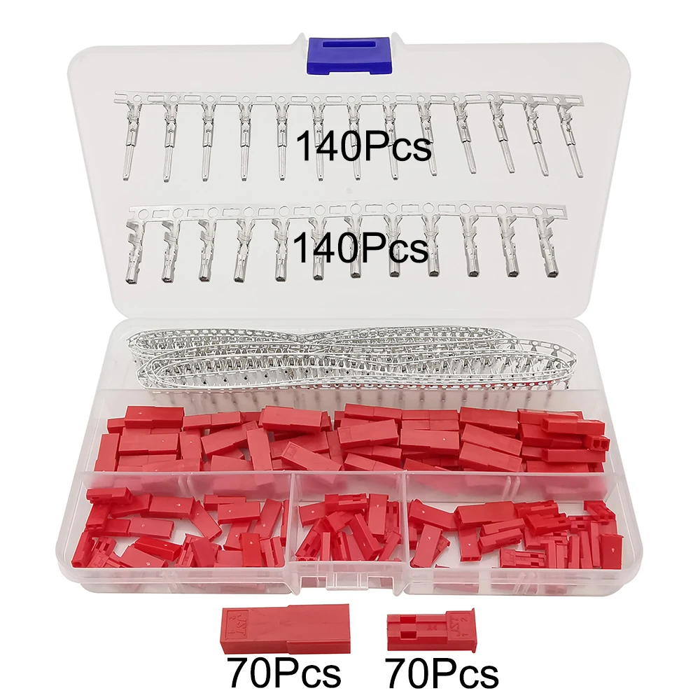 420 piezas / Caja jst syp 2pin enchufe rojo de 2,54 mm interior y exterior conector de carcasa terminal de presión kit de Conector eléctrico