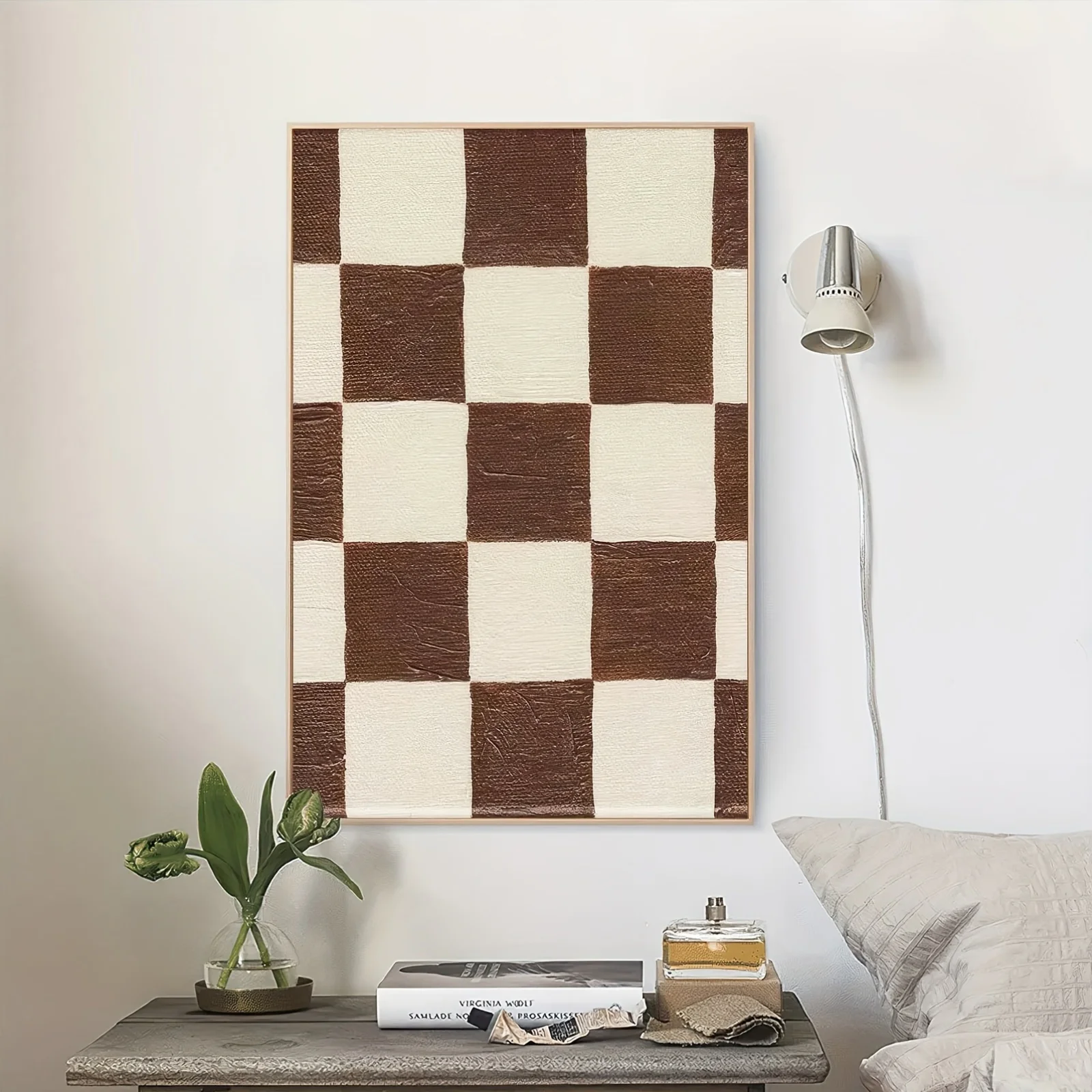 1 قطعة لوحة فنية جدارية من القماش على شكل رقعة الشطرنج عتيقة ، ملصق تجريدي حديث عالي الجودة غير مؤطر ، مثالي للمكتب المنزلي ، غرفة المعيشة ، B #1