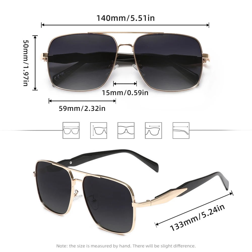 KINGSEVEN Polarisierte Sonnenbrille für Herren, hochwertiger Metallrahmen, UV400, Antireflexionsbrille, Fahrbrille – Detail 2