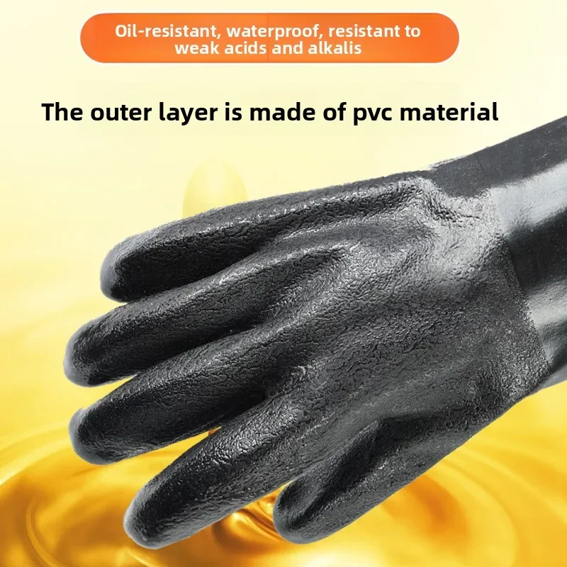 Winter Waterproof Fleece Lined Thermal Work Gloves Non Slip Oil Resistant Thickened Low Temperature Cold Storage Aquatic Men