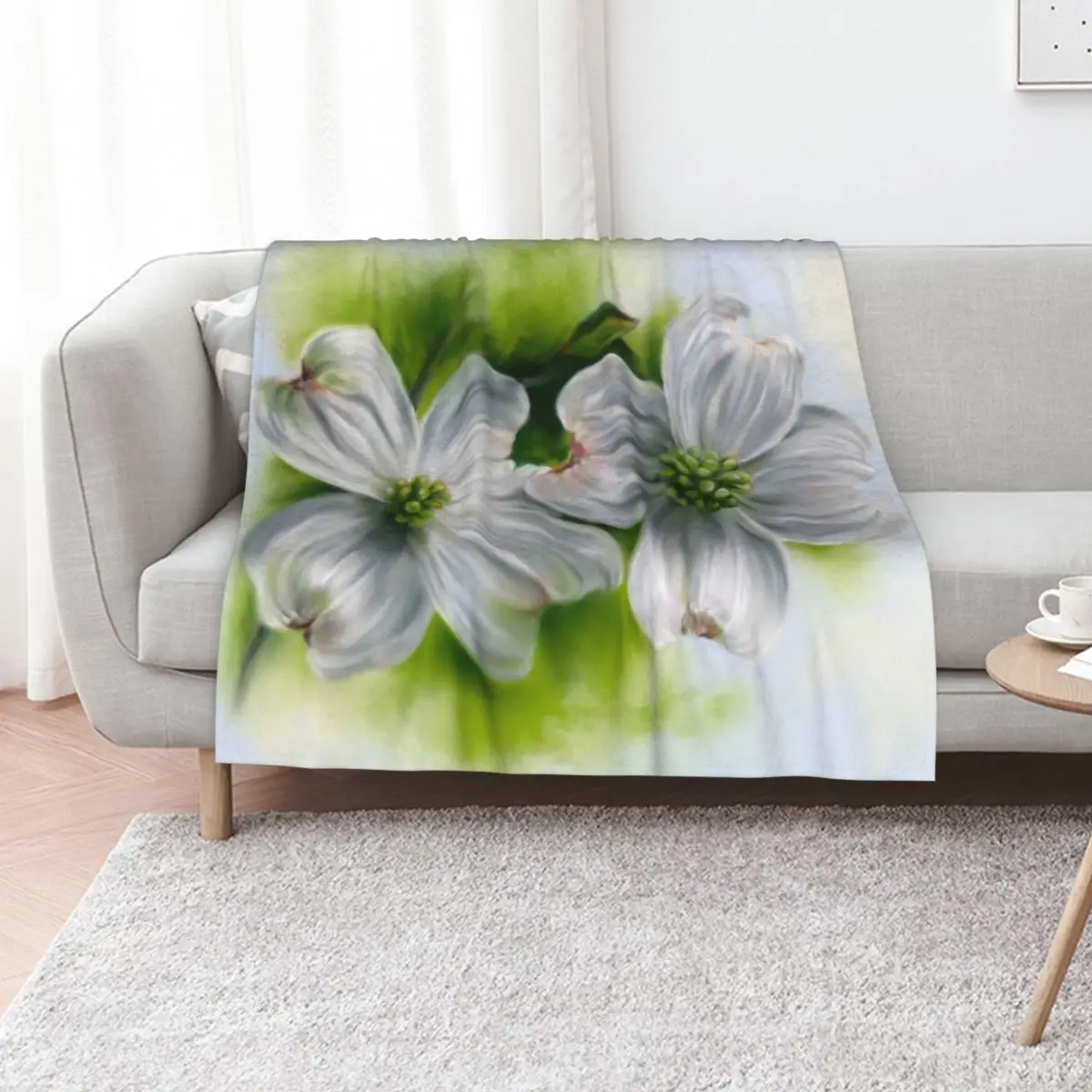 White Dogwood Pair in Spring Throw Blanket Summer Furrys Cute Plaid blankets and throws Softest christmas decoration Blankets