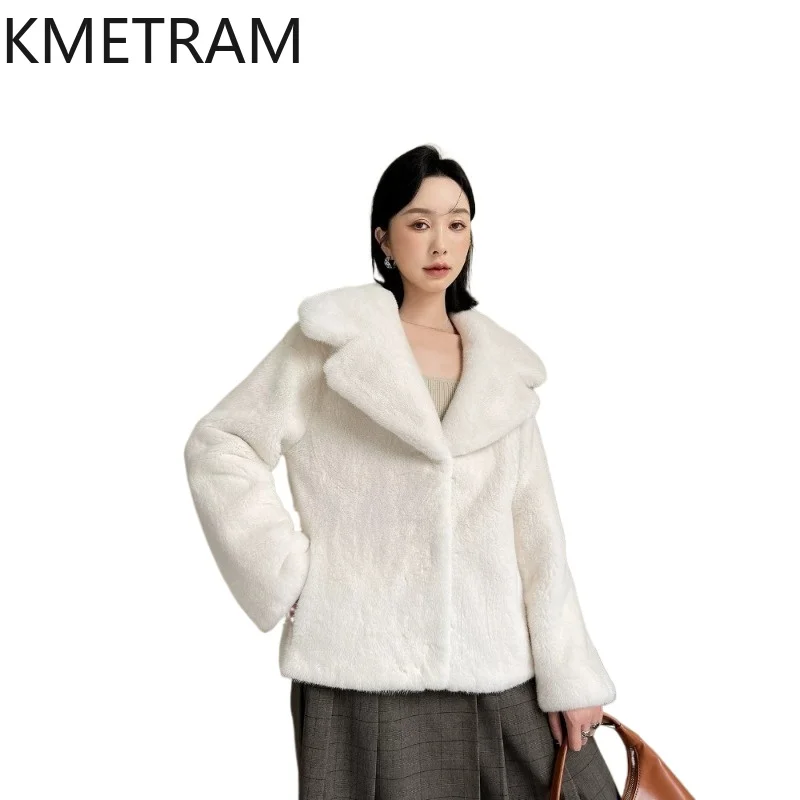 KMETRAM Natural Purple Label Mink Fur Coat Woman Fashion Velvet Mink Fur Jacket Winter Short Coats Women Clothing 62cm 2026 шуба