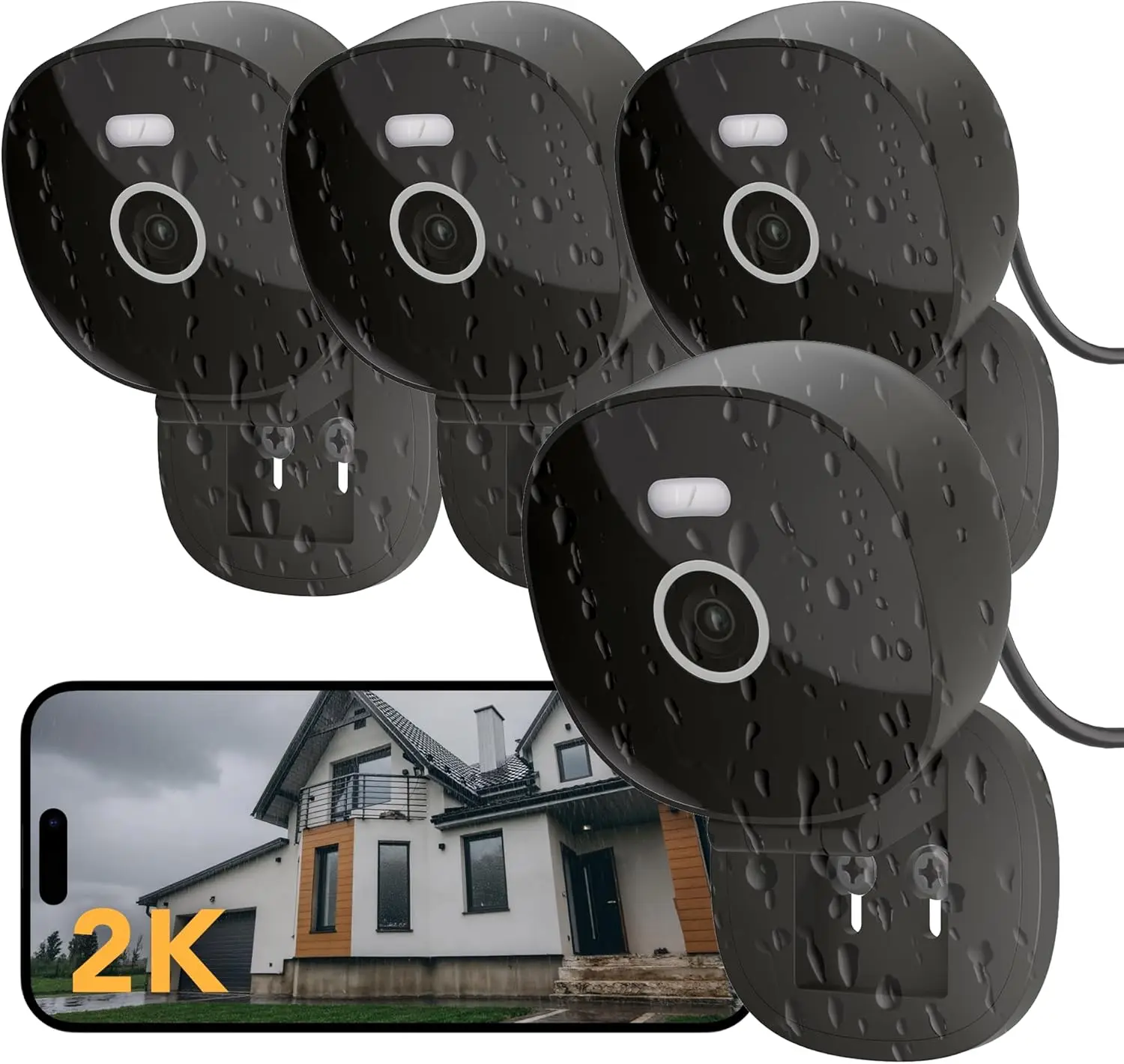 

2K Wired Security Camera, IP65 Waterproof for Home & Outdoor, Color Night Vision, Motion Detection with Alexa