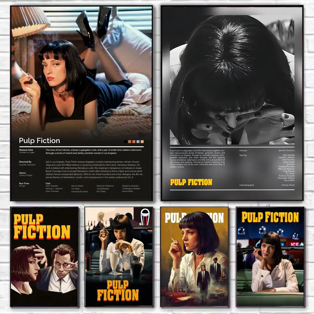Classic Movies P-Pulp F-Fiction Poster Stylish Wall Art Print for Living Room Bedroom Study Office Café Home Decor Modern Gift