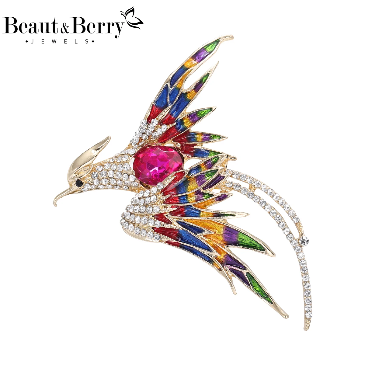 

Beaut&Berry Luxury Rhinestone Bird Brooches for Women Unisex Animal Pins Casual Party Jewelry Accessories Gifts Decoration