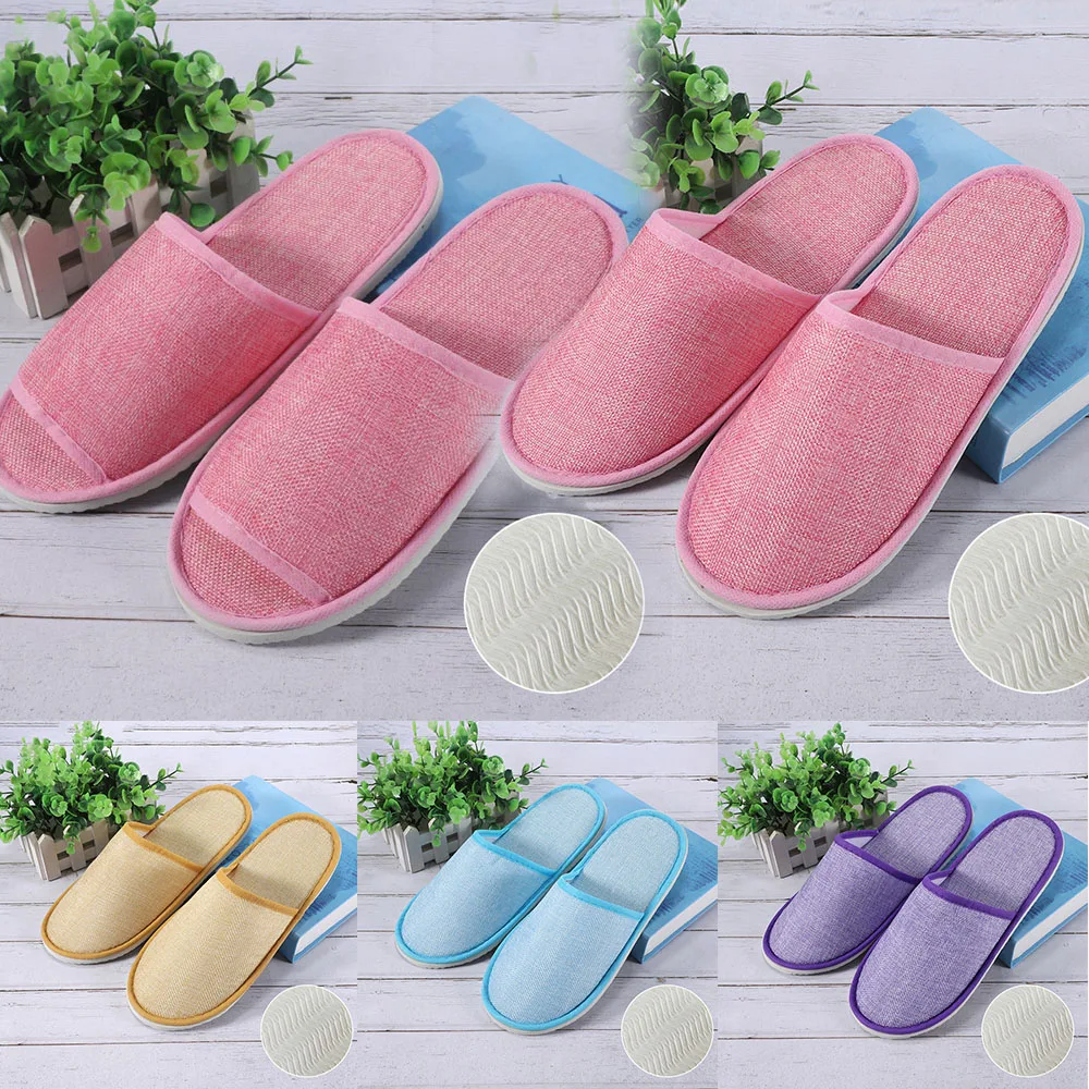 Hotel Slippers Men Womens Travel Disposable Slippers SPA Guest Slippers Non-slip Soft Non-slip Slides Household Indoor Slippers