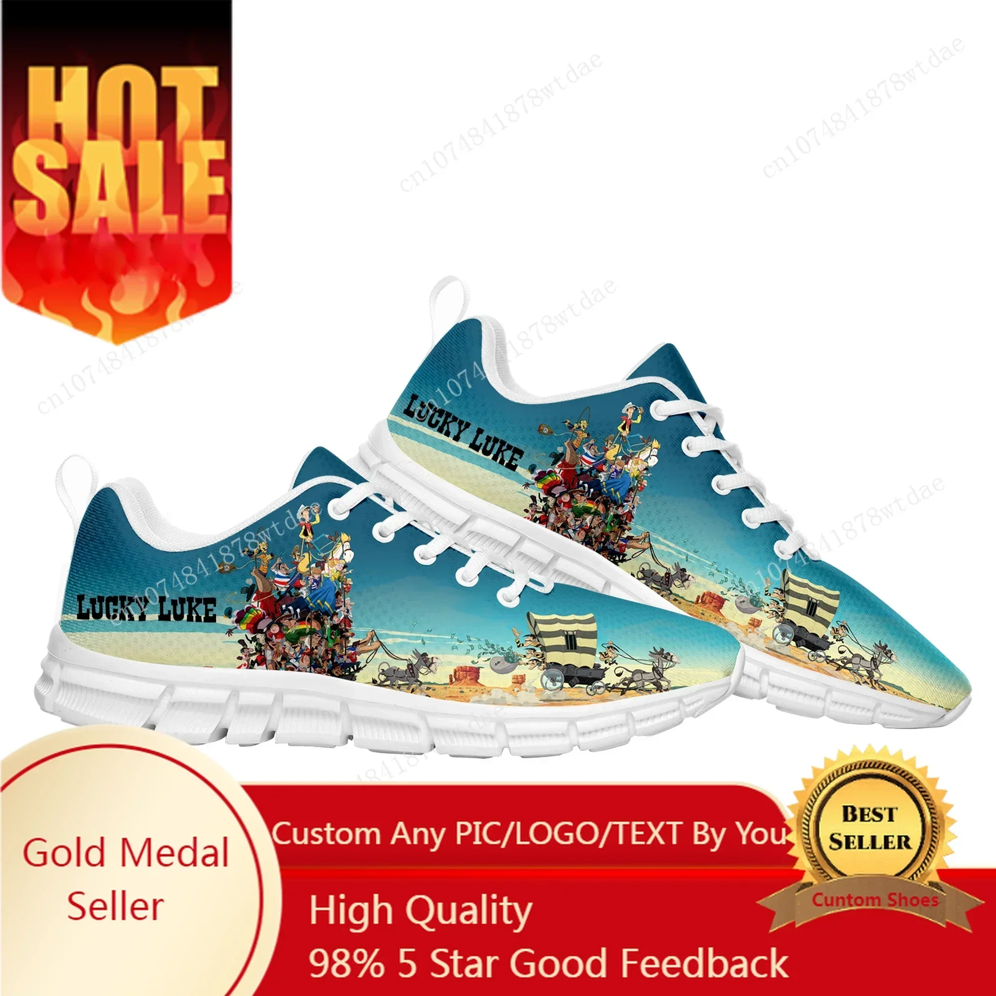 

Lucky Luke Sports Shoes Mens Womens Teenager Comfortable Sneakers Cowboy High Quality Manga Comics Sneaker Custom Shoe