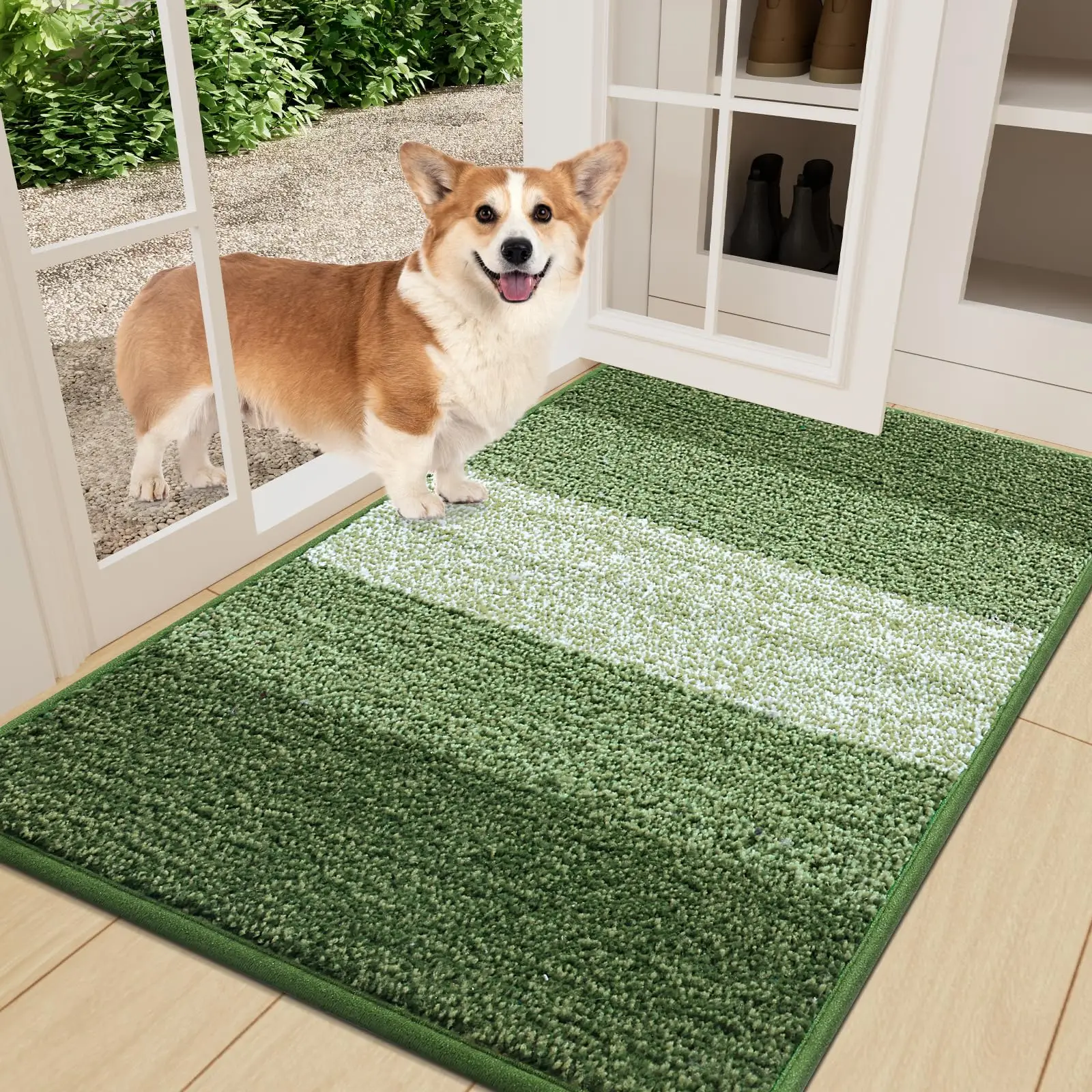 Olanly Non-Slip Low-Pile Entrance Mat Indoor Door Mat Washable Indoor Mats Front Door Entry Absorbent Resist Dirt Entryway Rugs