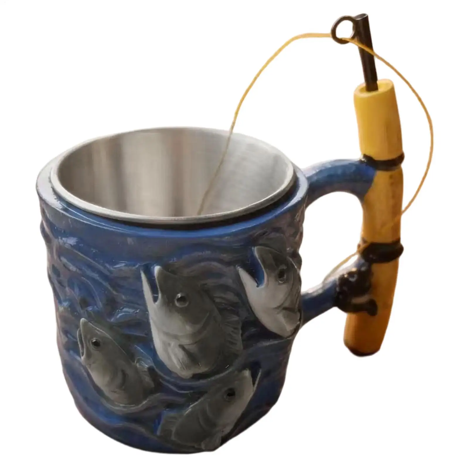 Coffee Mug Comfortable Grip Drinkware Cups Funny Fishing Rod Tea Mug For Juice Latte Tea Beer Father Boyfriend Grandfather Uncle