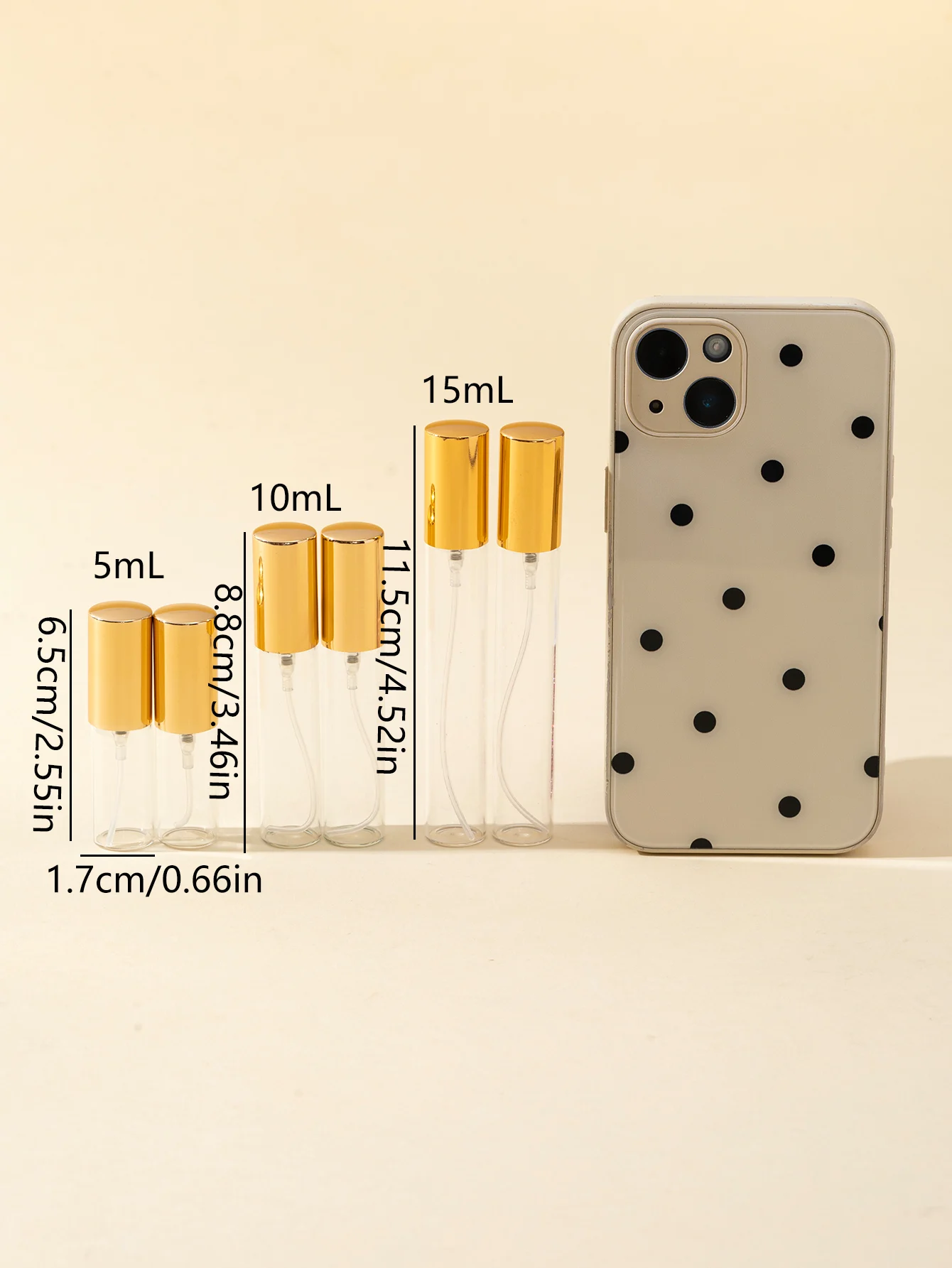 Groothandel 35/stuk 5ml10ml15ml lokale tiran goud transparant glas verdikte spuitfles mini parfumflesje reisformaat