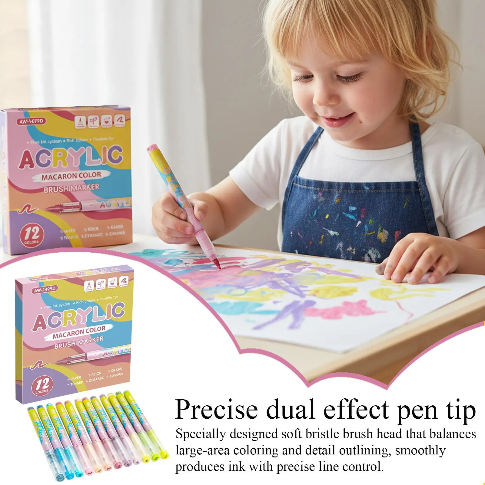 

Набор акриловых маркеров, 12 цветов, перманентная краска для ткани с тонким кончиком, ручки для взрослых, детей, ткань, стекло, керамика, дерево, холст