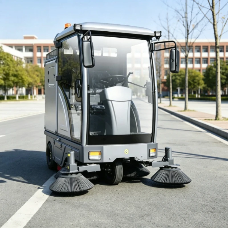 All Enclosed Rechargeable Battery Floor Sweeper Heat And Cold Insulated Cabin Industrial Park Sweeping Equipment