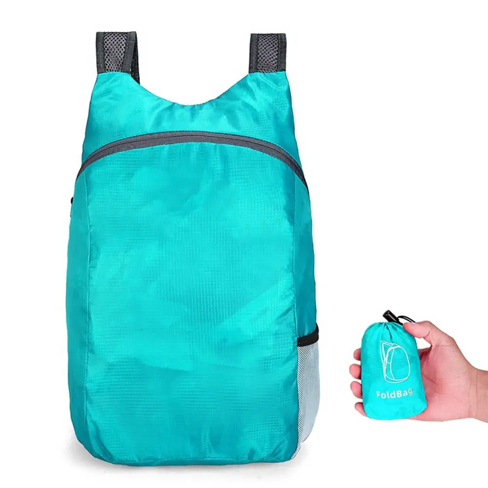 with Drawstring Storage Bags Foldable Backpack Zipper Large Capacity Lightweight Nylon Bag School Bag Shoulders Bag Hiking