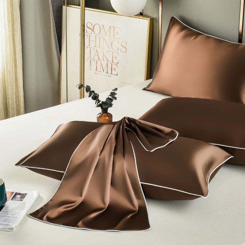 

A Pair Silk Pillowcase Mulberry Silk Pillow Towel Pillow Cover Pair Bed Accessories Double-sided Skin-friendly decorations