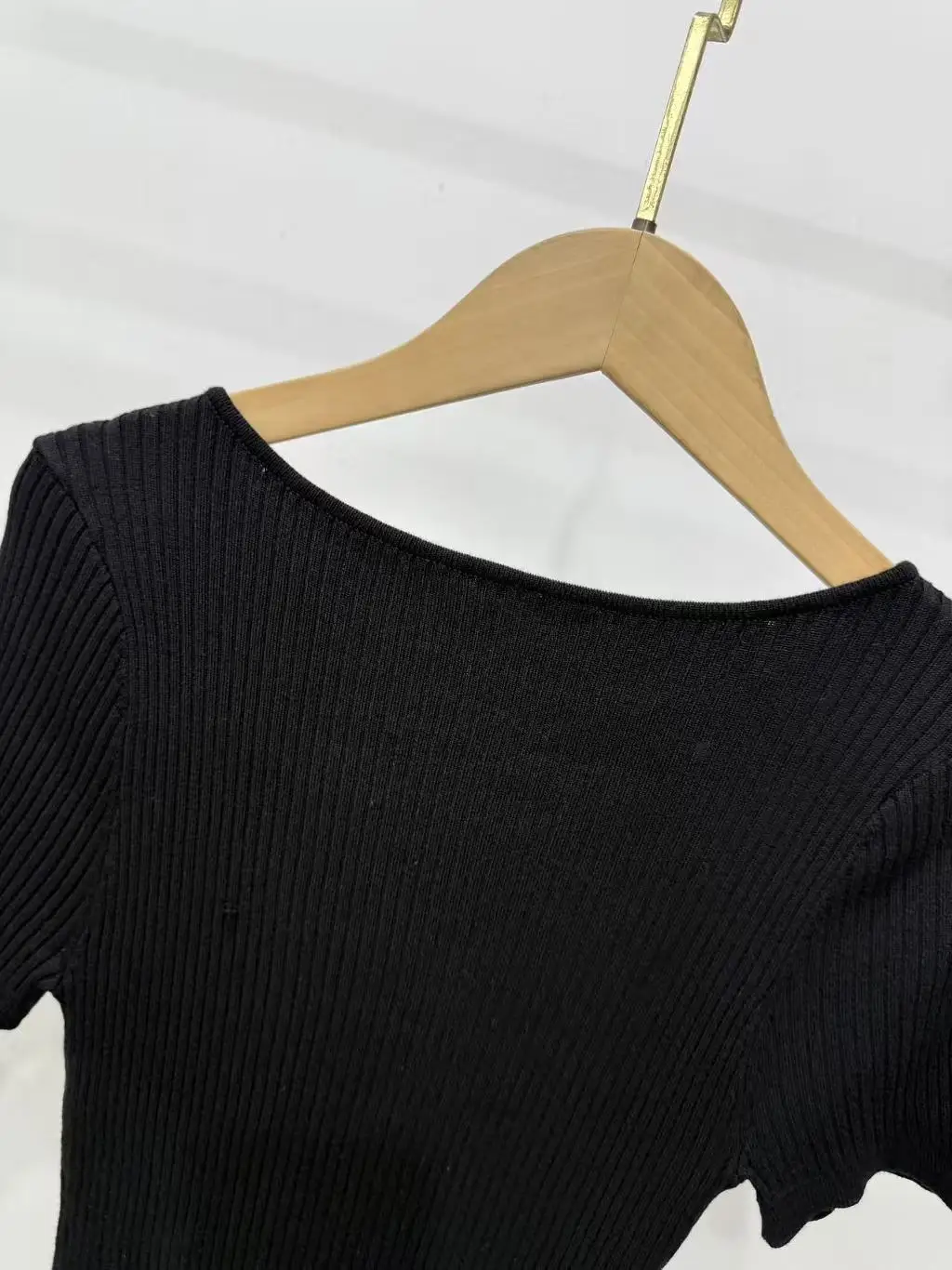 

Spring/Summer Women O-Neck Hollow Ribbed Short Sleeve Solid Knit Top Soft Slim Fashion Casual Pullover