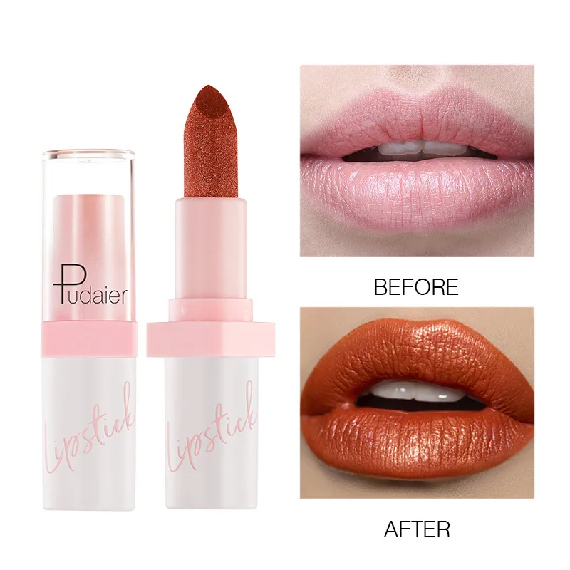 10 สี 3 in 1 Pearlescent Sparkling ลิปสติก Matte Glitter กันน้ํา Long Lasting Pearl Shine Lip Gloss Shimmer เซ็กซี่แต่งหน้า