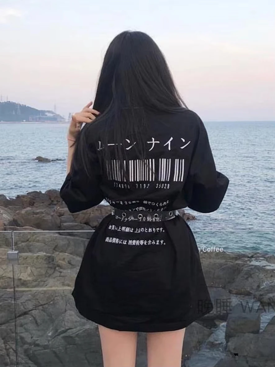 Punk Vintage Goth Graphic Women Y2k Top Style Crop O-neck Tshirt Japanese Streetwear Short Sleeve Print T-shirt Camiseta