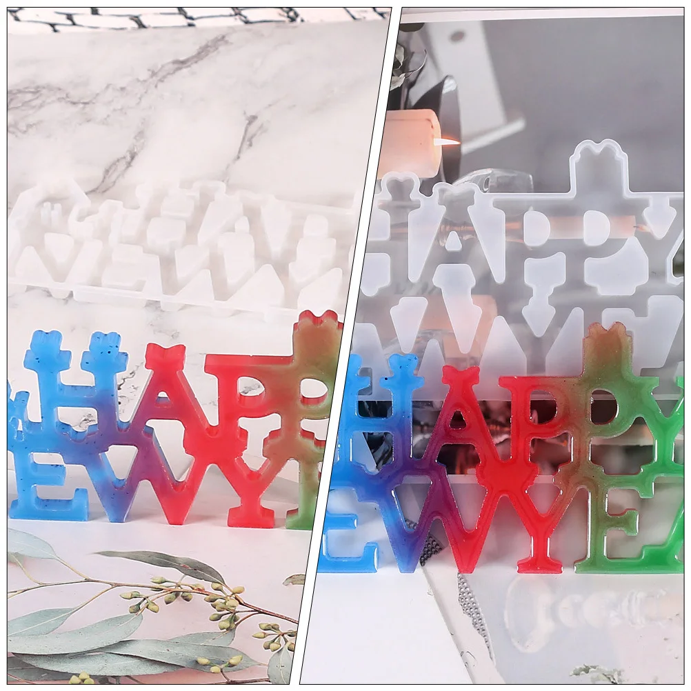 

1Pcs Happy New Year Decoration Mold Silicone DIY Birthday Ornament Craft Template Reusable Party Supply for Handmade Gifts
