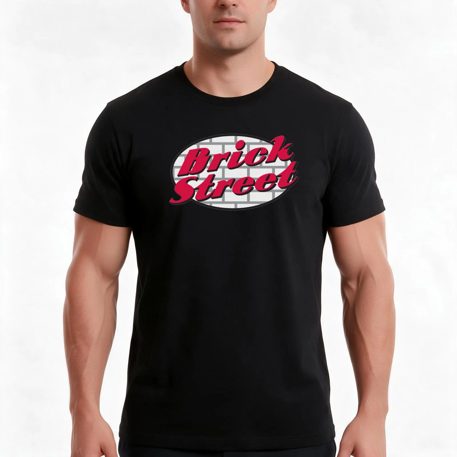 Brick Street T-Shirt, Summer Casual Cotton Tee, Oversized Streetwear Tops, Vintage Graphic Print, Loose Fit Short Sleeve