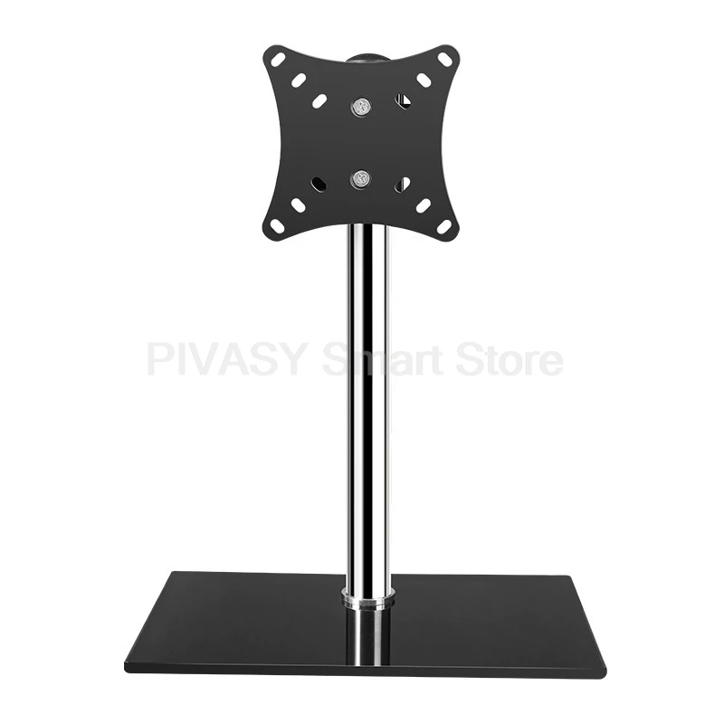 14-32 インチ画面 360 用ユニバーサル モニター スタンド °   回転高さ調節可能な強化ガラスベースデスクトップマウント多機能