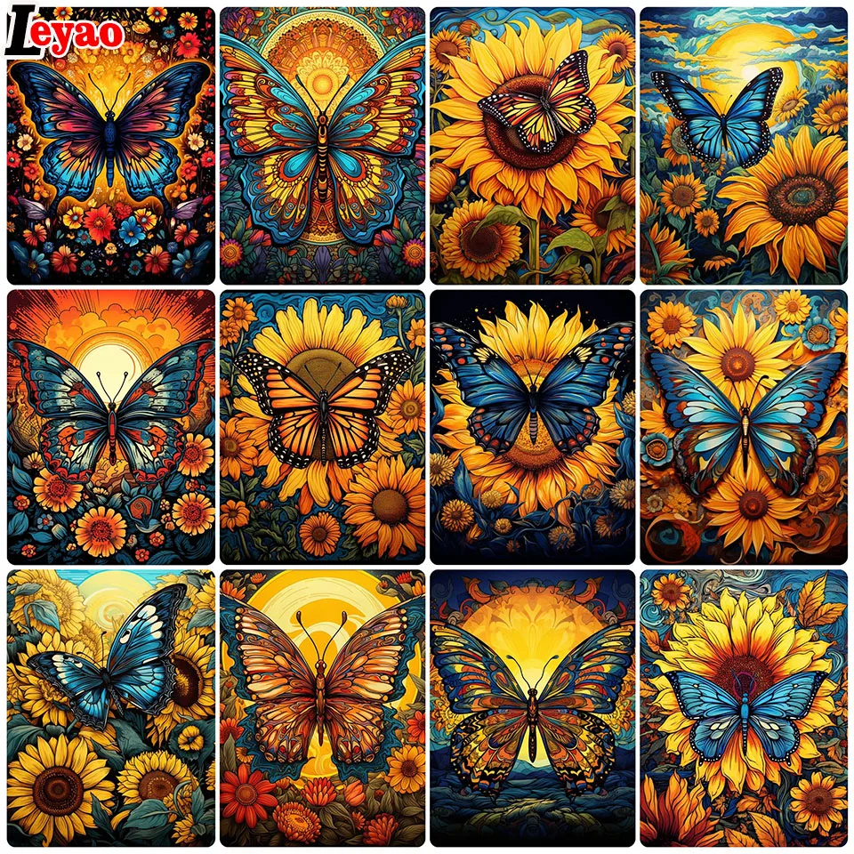 Sunflower Butterfly Diamond Painting Landscape Full Round Square Drill Home Decor Diamond Mosaic Cross Stitch Handicrafts