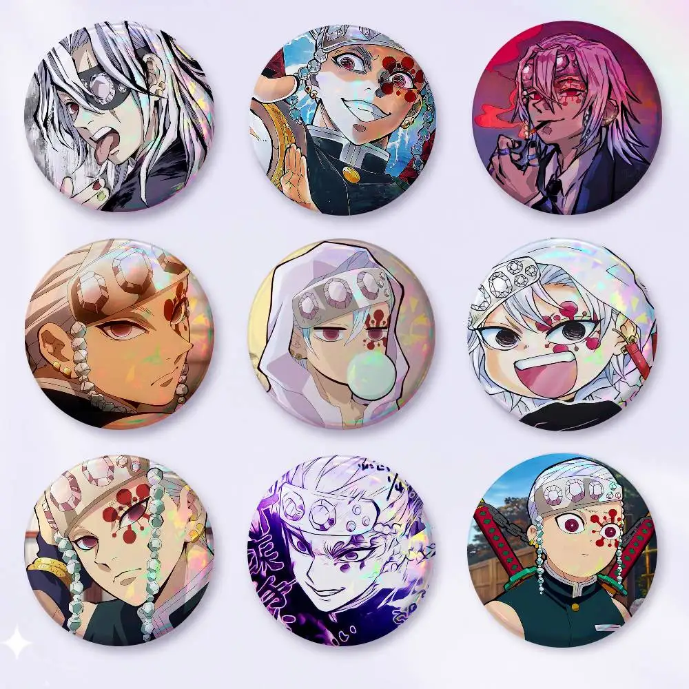 A-Tengen Uzui Anime Round Badges, Brooches, Clothing Accessories, Birthday Gifts, Anime Conventions