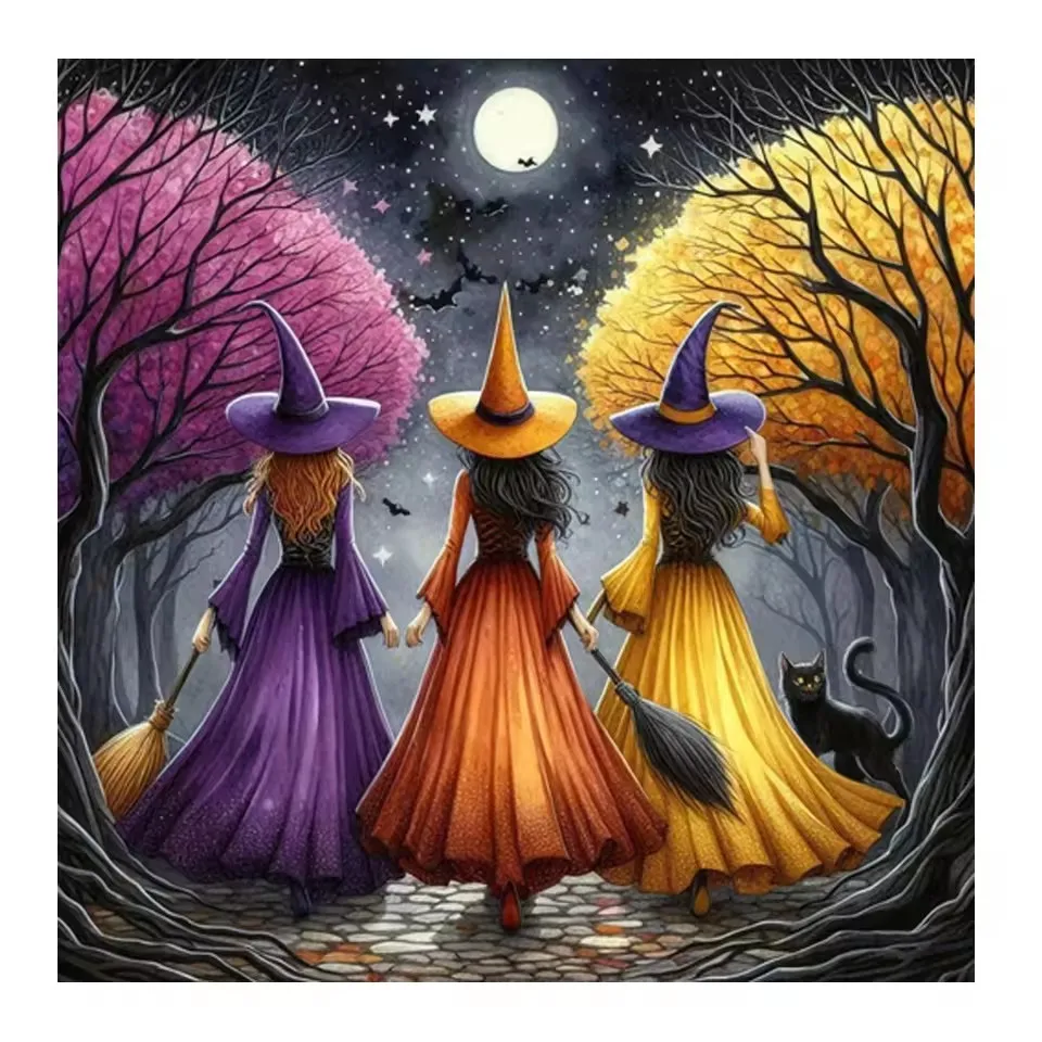 

Three Witches under the Moon 1024 PCS Jigsaw Puzzles Challenging Family Activity Games for Gameroom Bedroom Home Decor Gift