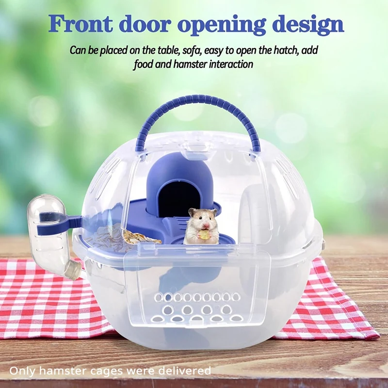 HamsterTravel Carrier,Portable Carrier with Silent Exercise Wheels Water Bottle Food Dish 2Tiers Breathable Carry Case C-ABLA